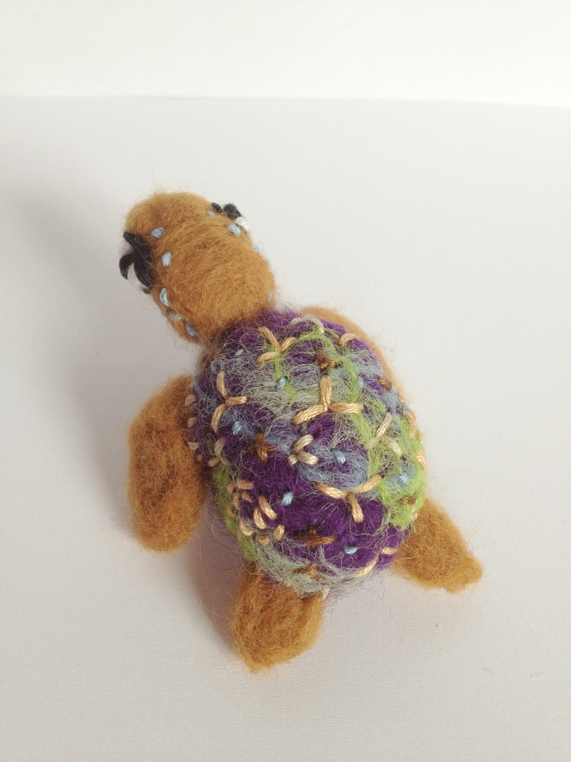 RESERVED FOR BARBARA: Sky Turtle. Needle Felted Sea Turtle, Miniature Felt Folk Soft Sculpture
