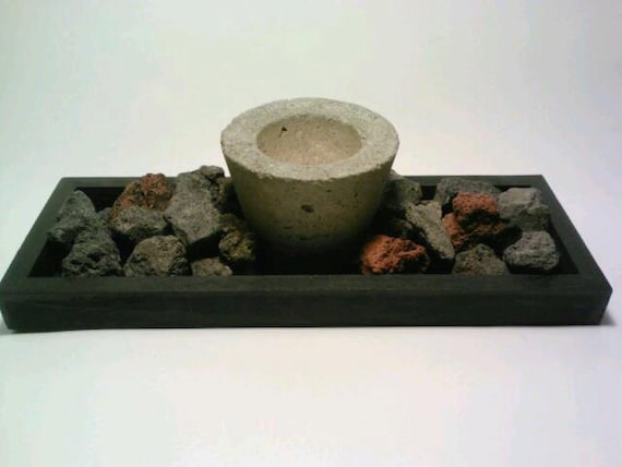 Zen Garden, Lava Rock, Concrete Candle Holder, Vase