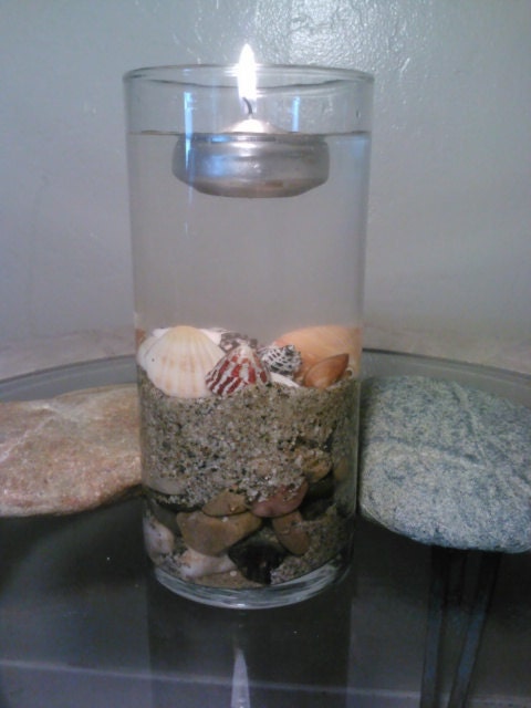 Beach Wedding Centerpiece, Floating Candle, Glass Tealight Candle Holder, Beach Party