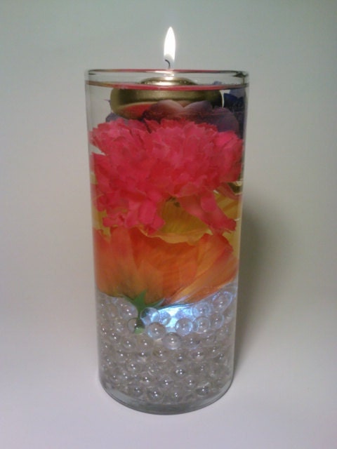 Wedding Centerpiece, Flower Centerpiece, Underwater Light, Pink, Purple, Yellow, Orange