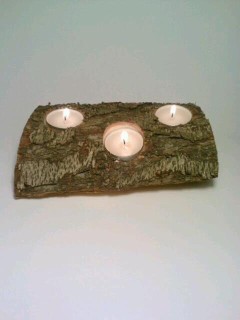 Fireplace Log, Split Log Tealight Candle Holder. Centerpiece, Room ...