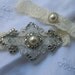 Stretch Lace Wedding Garter Set With Pearl And Rhinestone applique Centering