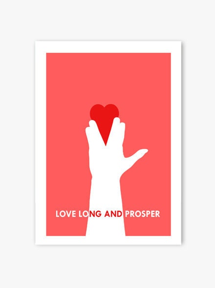 Valentines Star Trek 'love long and prosper' print 4x6