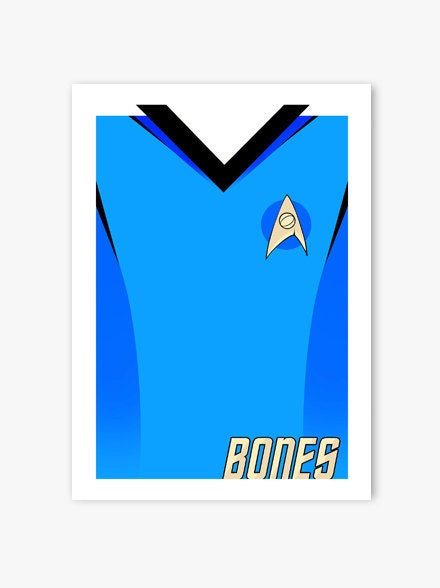 Star Trek Kirk, Spock, Bones & Scotty Uniform Prints - set of 4