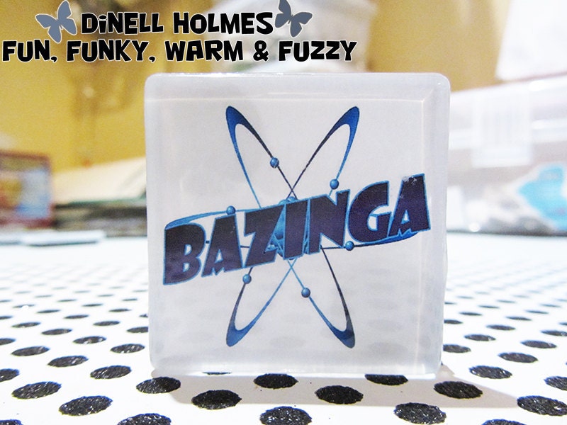 CLEARANCE SALE BAZINGA Big Bang Theory XLarge Handmade Glass Magnet