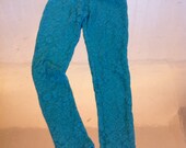 Aqua lace leggings handmade in Mexico