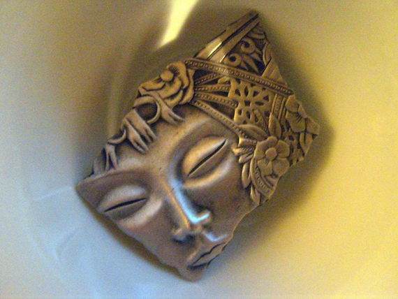 Vintage JJ Art Deco Face Brooch
