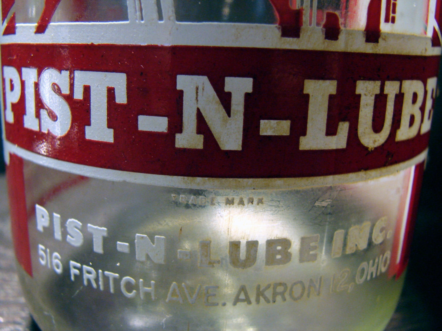 Vintage Pist-N-Lube Glass Bottle-Old Advertising