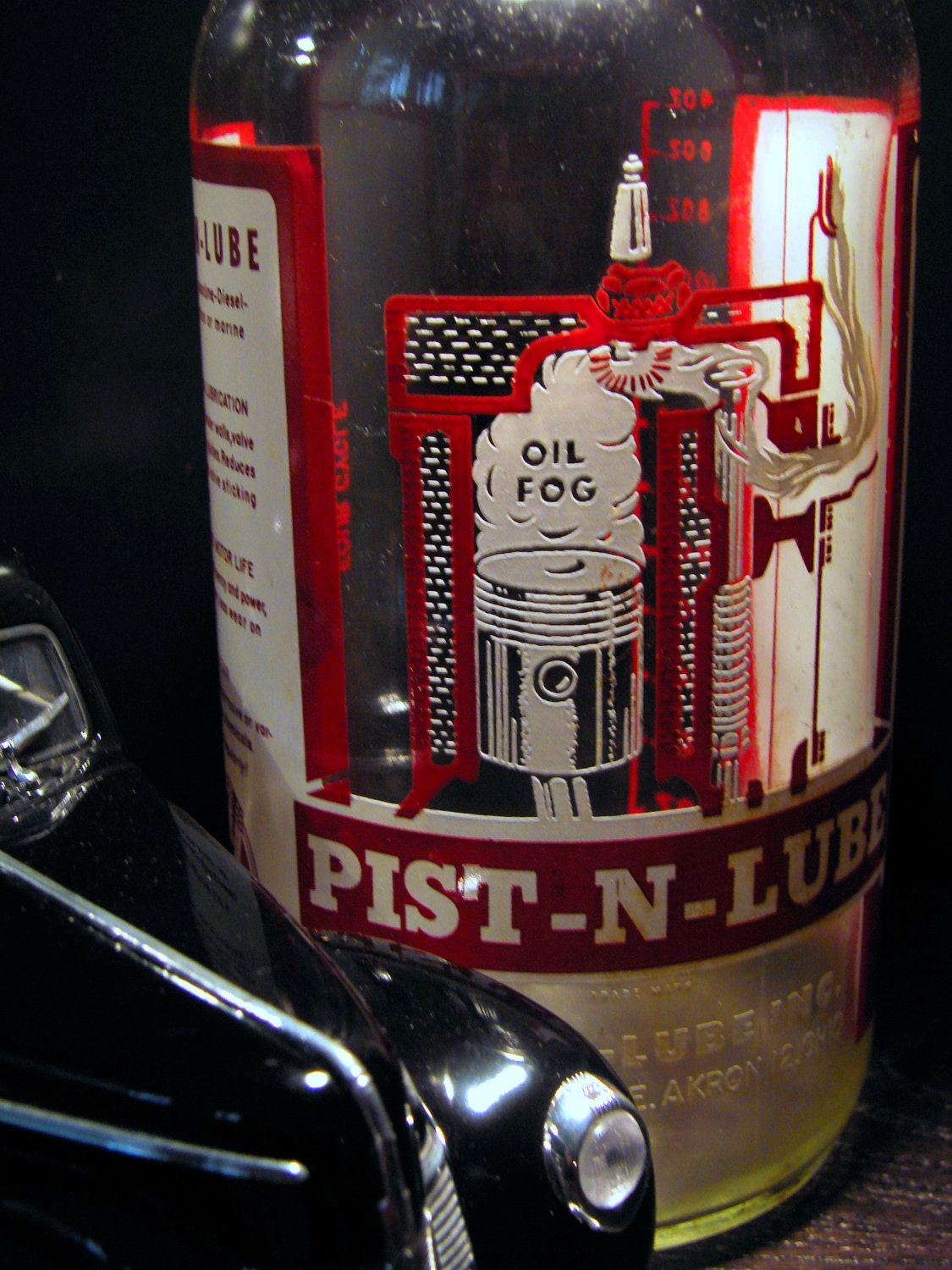 Vintage Pist-N-Lube Glass Bottle-Old Advertising