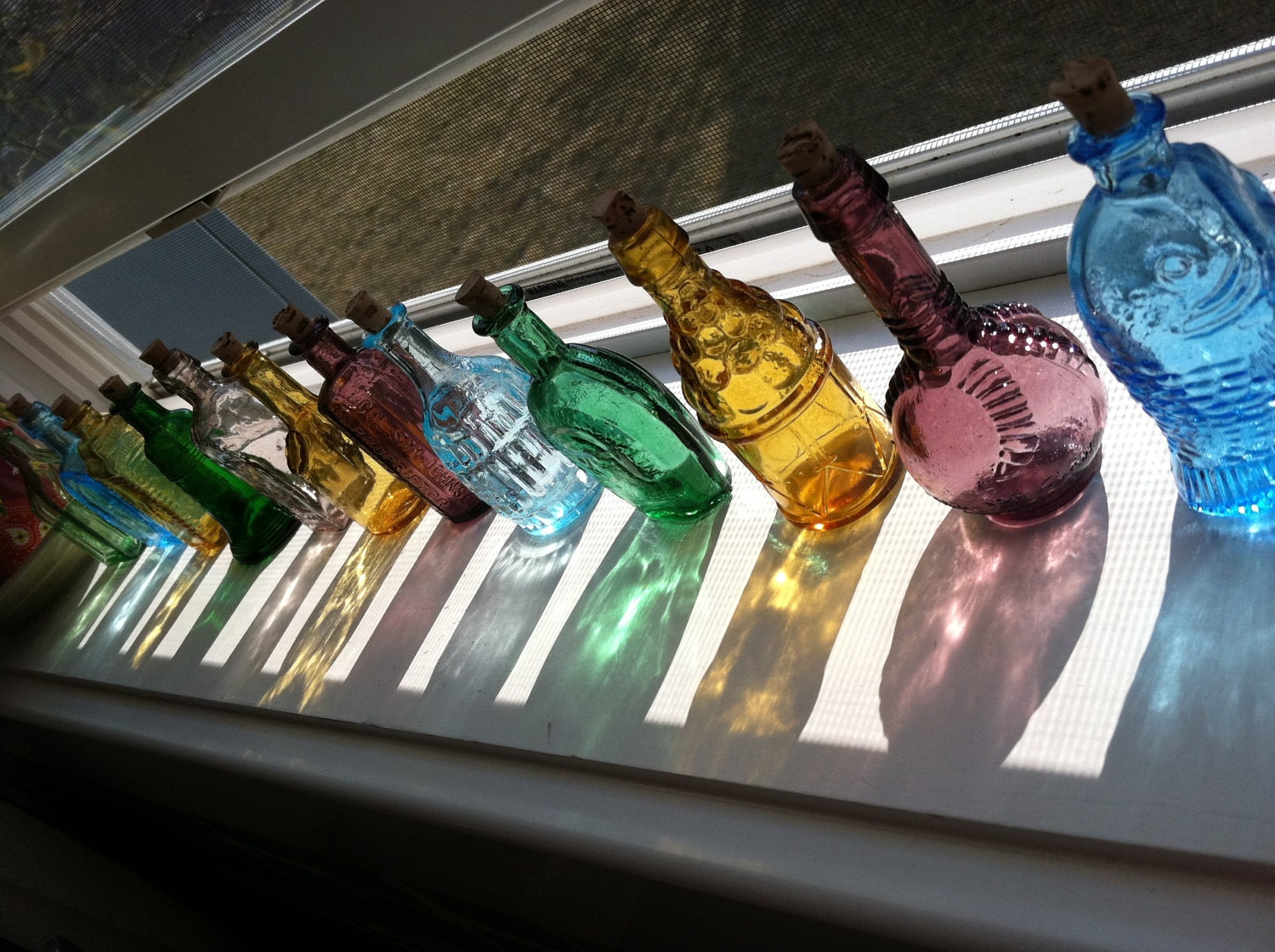 Vintage minature Bitters bottles 12 bitters medicine bottles with corks, rare suncatchers perfect for oil blends vintage chick shabby chick