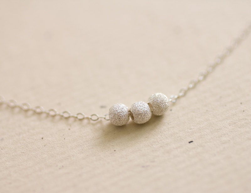 Tiny sterling silver stardust beads necklace - simple delicate jewelry