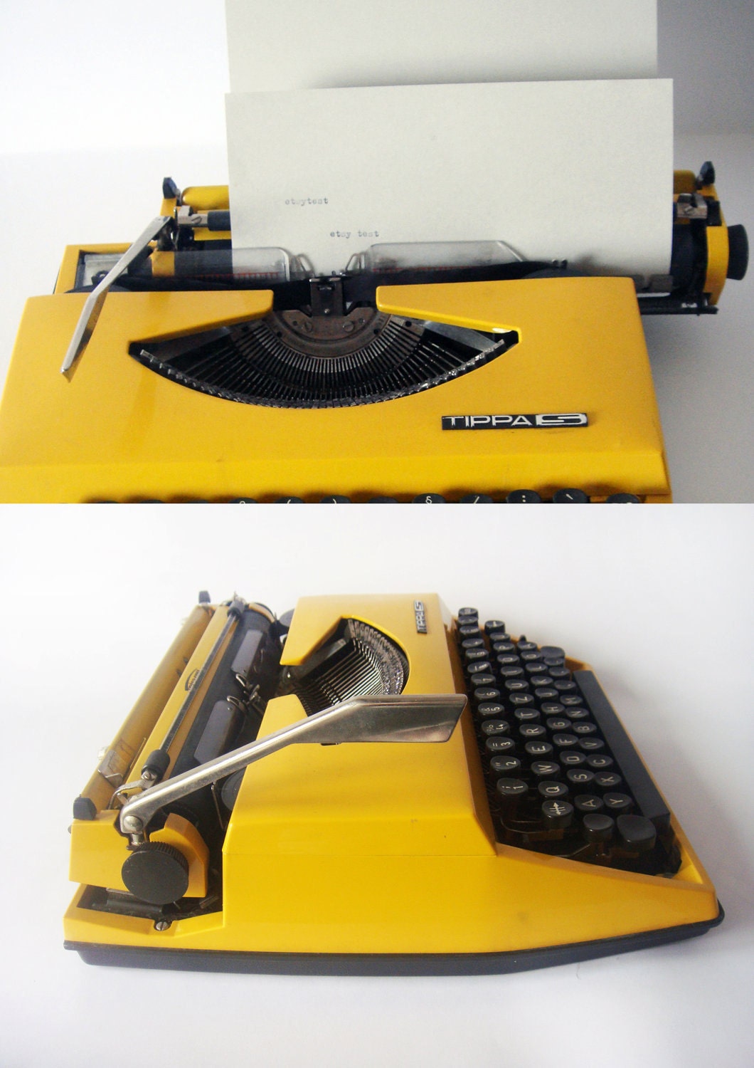 Bright Yellow Triumph Typewriter Tippa Adler - made in Holland - manual retro Typewriter