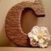 Twine Wrapped Rustic Wooden Letters with Crochet Lace Pearl Flower (25.00 per Letter)