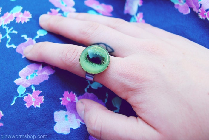 PREORDER Taxidermy Cat's Eye Ring Adjustable / Glass Taxidermy Eye Ring