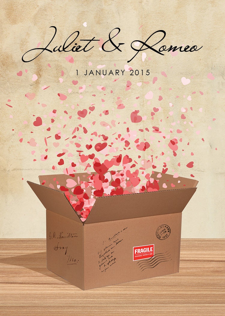 Unique hearts in box invitation -  DIY Wedding Invitation Printable (save the date and matching stationery available)
