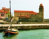 8x10 Fine Art Print, French harbor, nautical decor, France photography, sailboat, sailing, seaside decor, Collioure, Mediterranean Sea