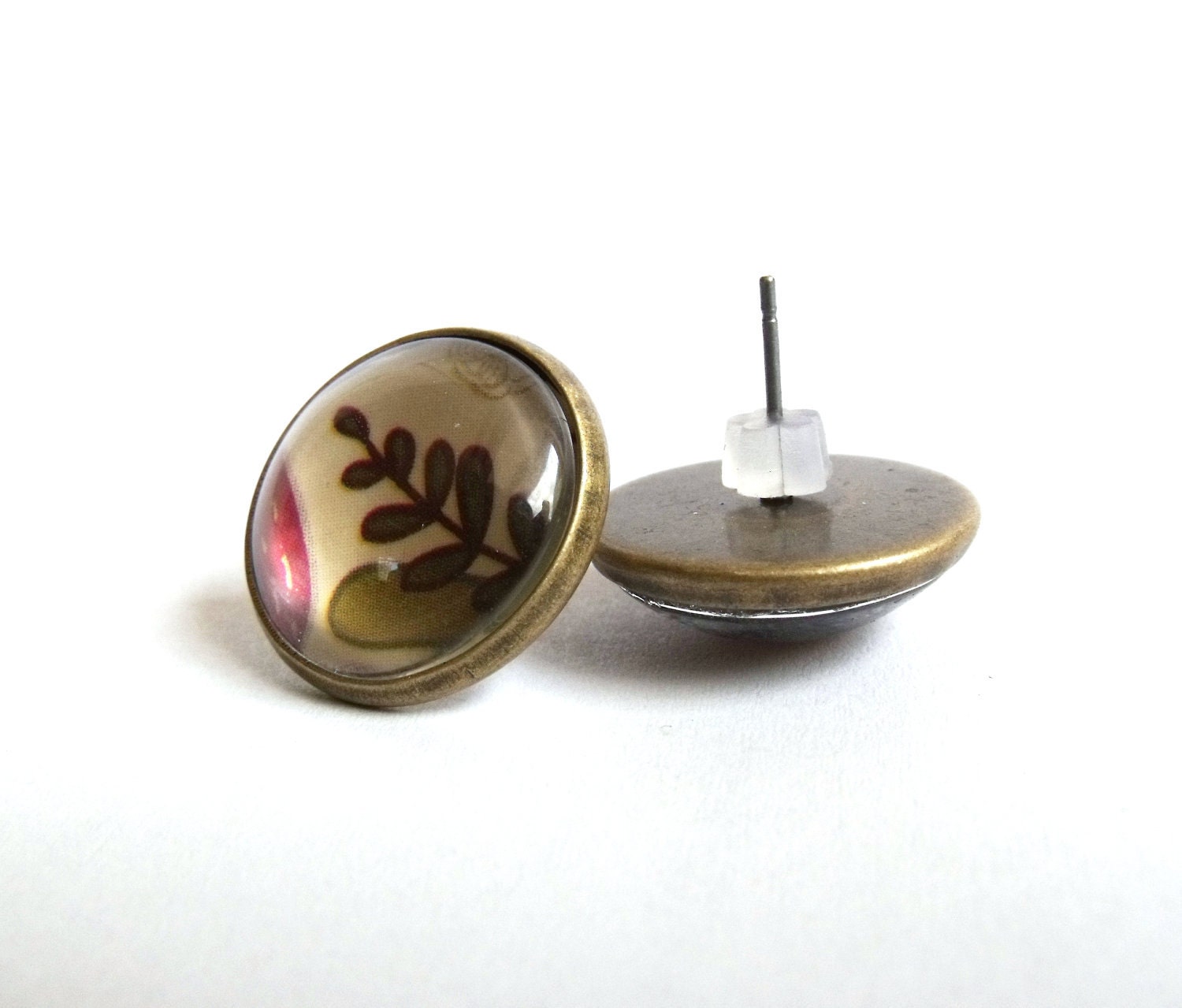 Floral stud earrings botanical earring studs