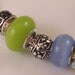 Murano glass beads Green Cats eye Blue Rhinestones Crystal AB Rondelles Pandora style European Charm bracelet (ECB 1007))