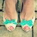 Blue velvet bow shoe clips