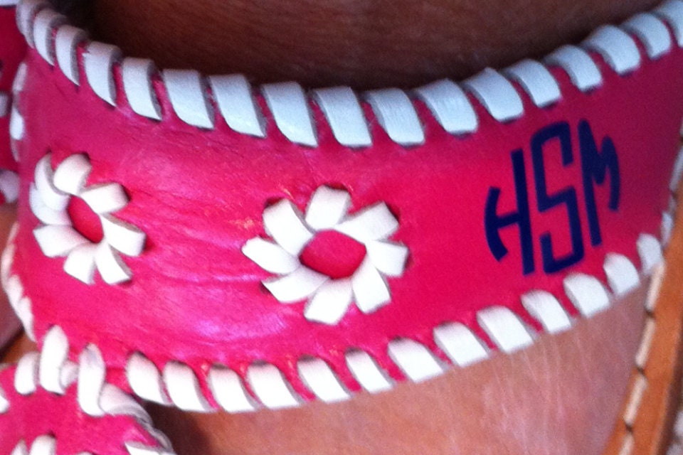 One set of 10 Personalized Decals for Jack Rogers or other flip flops-Shoes NOT included