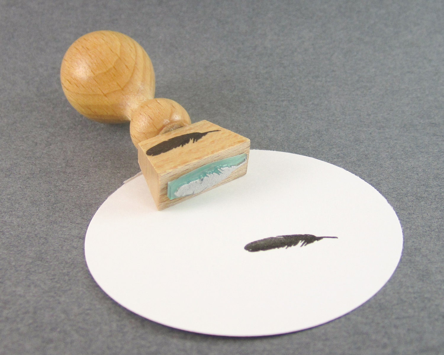 Small Feather Stamp - 3/4 inch small rubber stamp with a feather READY TO SHIP