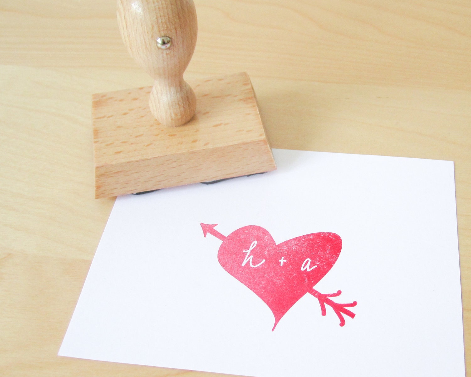 Personalized Wedding Stamp - custom stamp featuring a handdrawn heart and arrow with handwritten initials