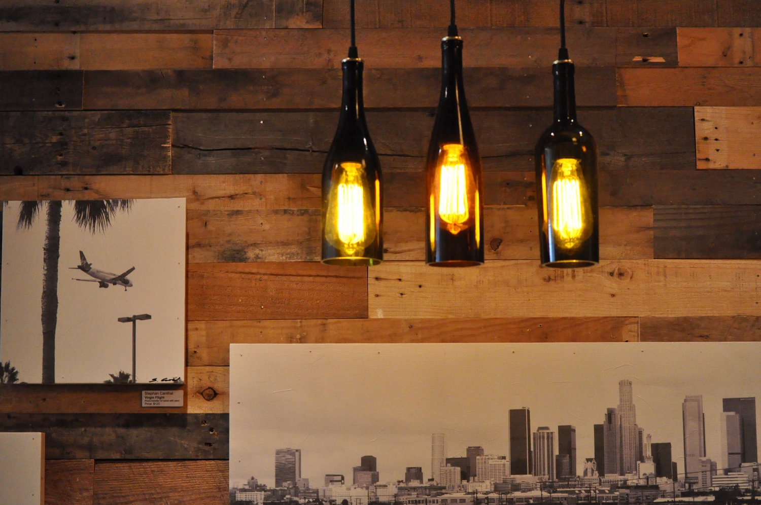 3 Wine Bottle Pendant Lamp hanging lamp track light edison lightbulb