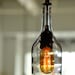 Recycled glass bottle hanging gin lamp pendant with Edison Lightbulb