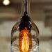 Recycled glass bottle hanging gin lamp pendant with Edison Lightbulb