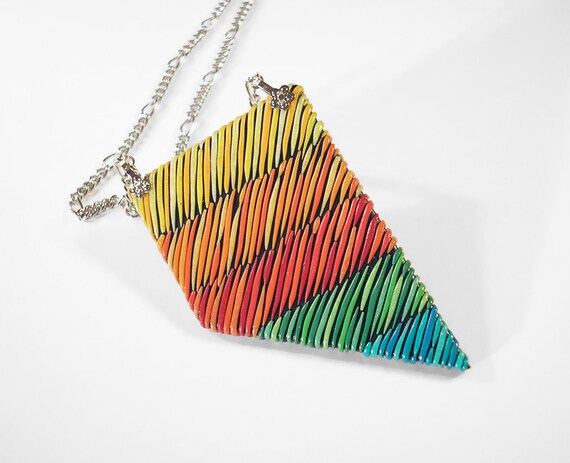 Art Jewelry / Handmade polymer clay necklace, rainbow pendant / "On the way to the Rainbow" /