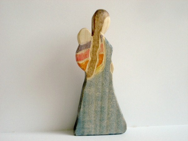 Wooden Babywearing Mama, Back Carry - Custom Babywearing Figure - Mother and Baby