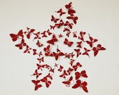 Metal Wall Art Decor, 3D Mural / Collage Kit, Eco-friendly Art, Recycled Aluminum Can, Decorative Pins - Red Butterfly (50 pieces)