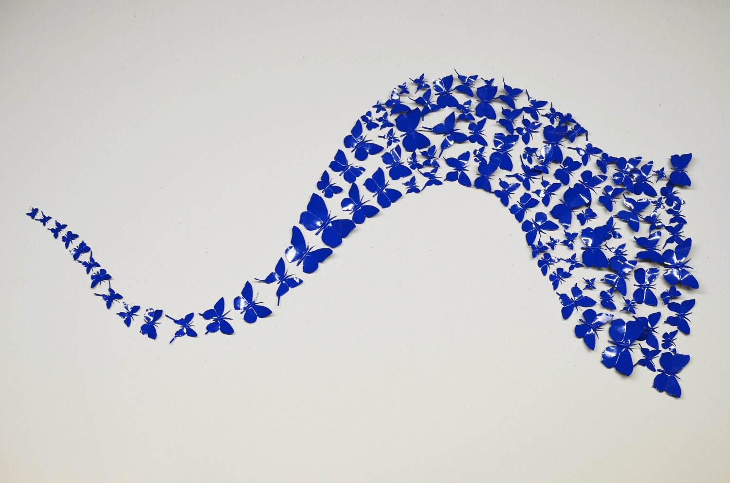 Metal Wall Art Decor, 3D Mural / Collage Kit, Recycled Aluminum Can, Decorative Pins - Blue Butterfly (Large kit, 100 pieces)