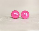 HOT PINK - Stud Earrings - Pink Earrings - Post Earrings in Hot Pink Color - Trendy Earrings by EarSugar
