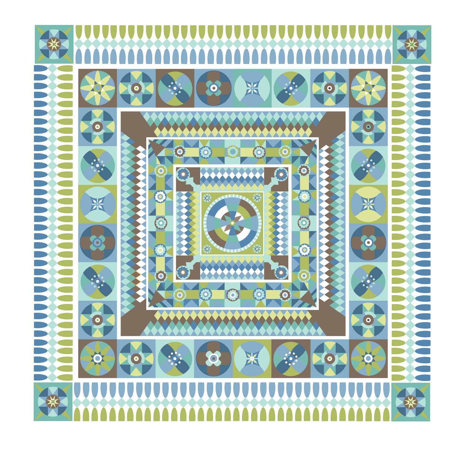 CbyC Original Illustration   Geometric Quilt  Limited Edition Print