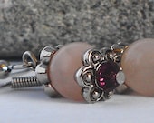 Rose Quartz Earrings, Mothers Day Drop, Amethyst Crystal Dangle, Love Gemstone Earring, Valentine's Day