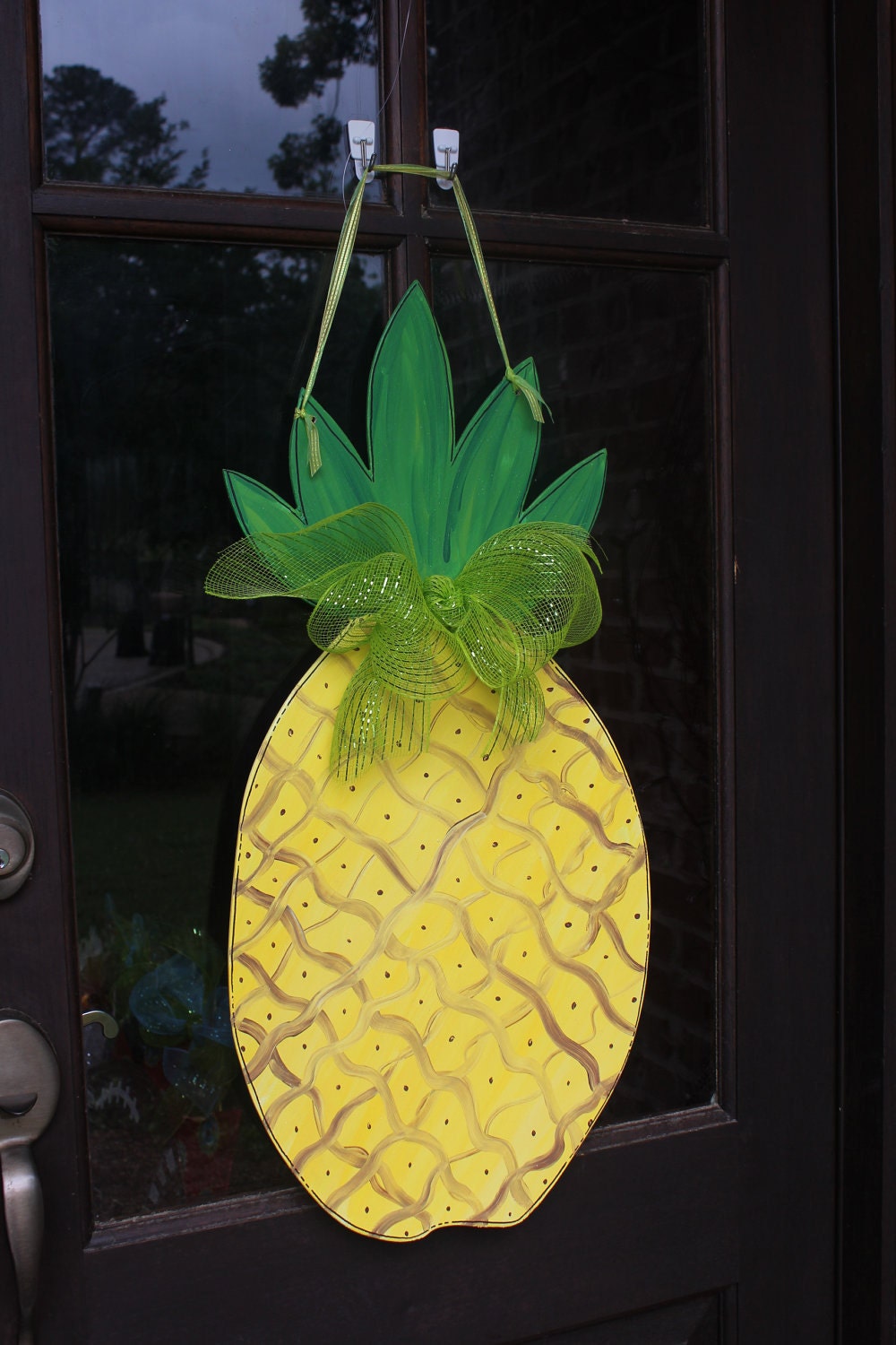 Handpainted Wood Pineapple Door Hanger