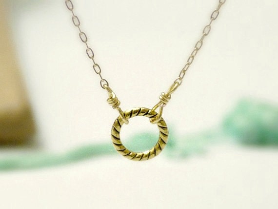 Eternity - Gold circle necklace- twist ring gold filled chain- dainty minimal jewelry