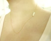 Initial tag necklace - thin dash on gold filled - personalized custom dainty jewelry