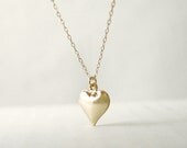 Gold heart necklace - puffy heart charm on gold filled - minimal sweet jewelry