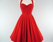 Made To Measure Red Full Circle Dress - Detachable Straps & Belt