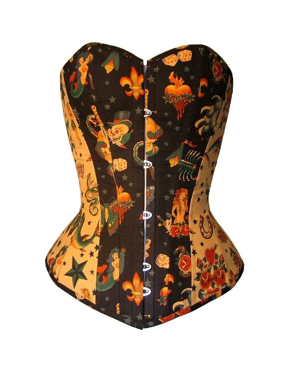 Made To Measure Tattoo Steel Boned Corset - Detachable Straps