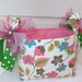 Pretty Flower and Pink Gingham Fabric Basket/Organizer Bin