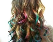 P A S T E L  colored human hair extension/ clip-in hair/ dip dye ombre (4) hair extensions
