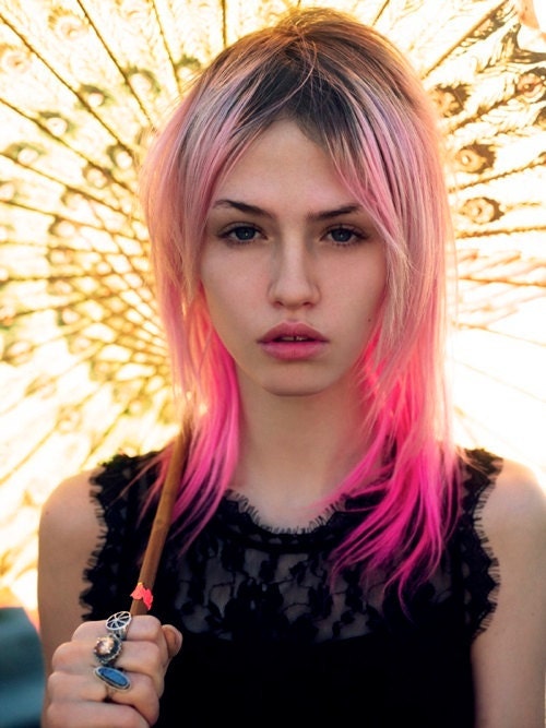 BACK to THE FUSCHIA / pink to fuschia ombre/ dip dye/ duo colored pastel/ free people/ rainbow/ clip-in human (4) hair extensions