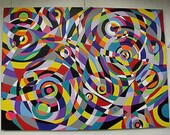 Raindrops 4 large size abstract modern geometric painting in acrylics on canvas