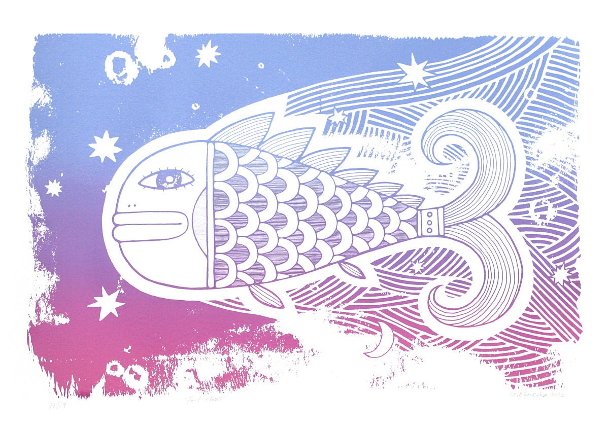 Feel Flows /in pink/, screenprint 50x70 cm