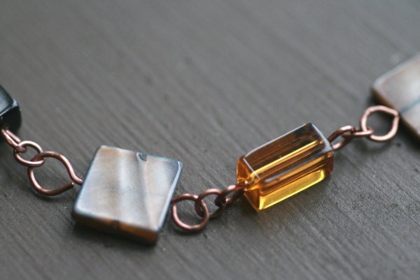 Retro Beaded  Wire Wrap Choker Copper Necklace