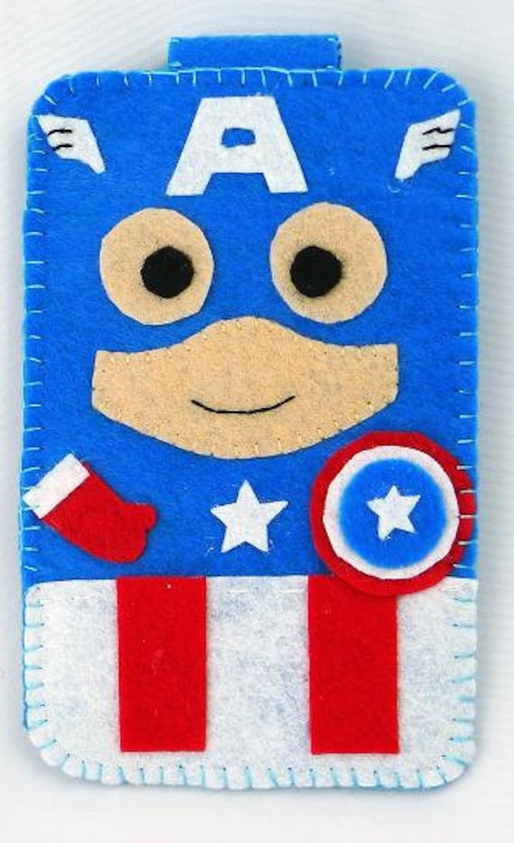 Hero collection Handmade Captain America iphone, iphone 4S felt cell phone case (FREE SHIPPING)