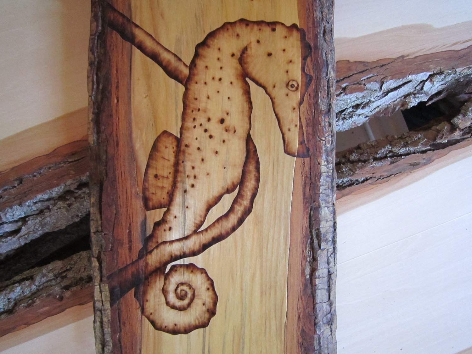 Seahorse Wall Decor - Ocean Decoration Wood art - rustic nautical decor